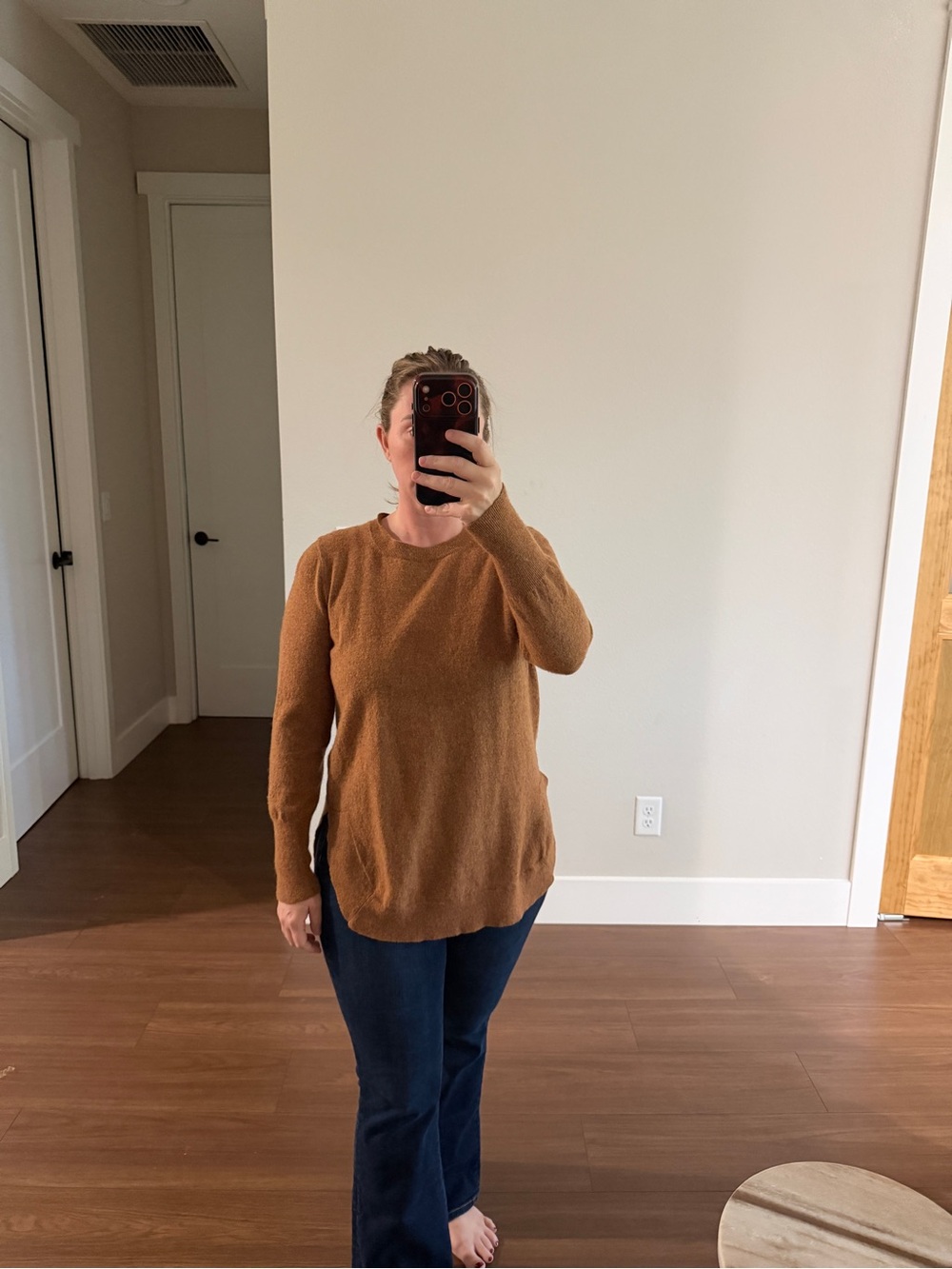 J. Crew Cozy Crewneck Women's Tunic Sweater in Caramel